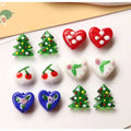 Cartoon 15-17mm 3D Straight Hole Cherry Christmas Tree Heart Charm Colorful Glass Beads for Bracelet Earring Jewelry Accessories