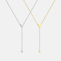 FUAMAY Fashion Gold Plated 925 Sterling Silver Lariat Necklace Minimalist Plain Butterfly Drop Necklace