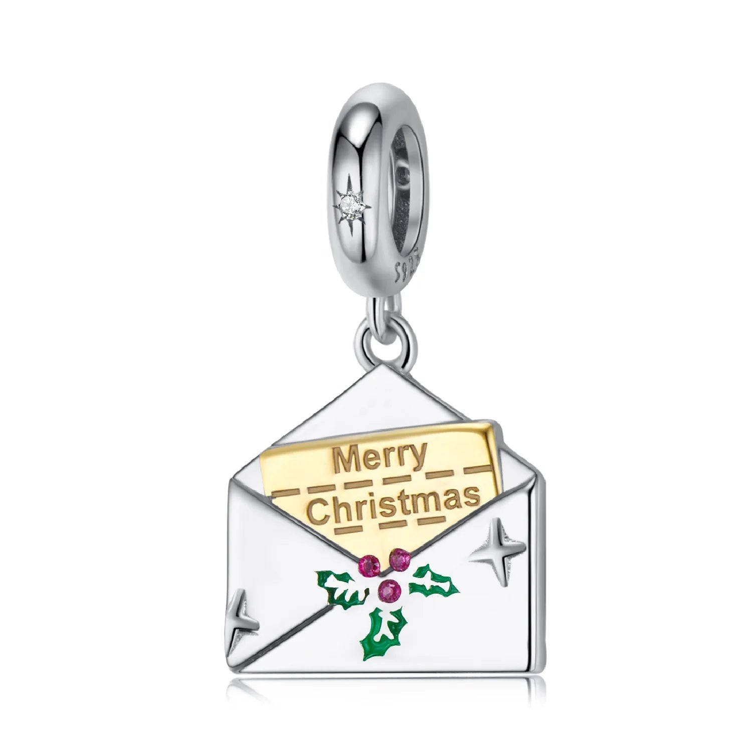 Sweet Blessing a Letter From Christmas Pendant Charm 925 Sterling Sliver Bead Fit Original Women Bracelet Christmas Jewelry Gift