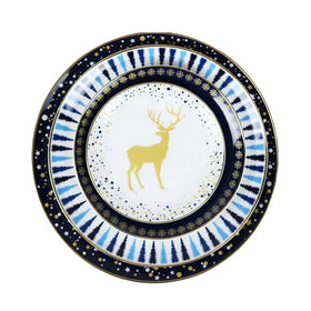 Christmas Dishes Cartoon Design Santa Claus Elk Ceramic Flat Bone China Ceramic Plate Kitchen Dinner Charger Dinnerware Set