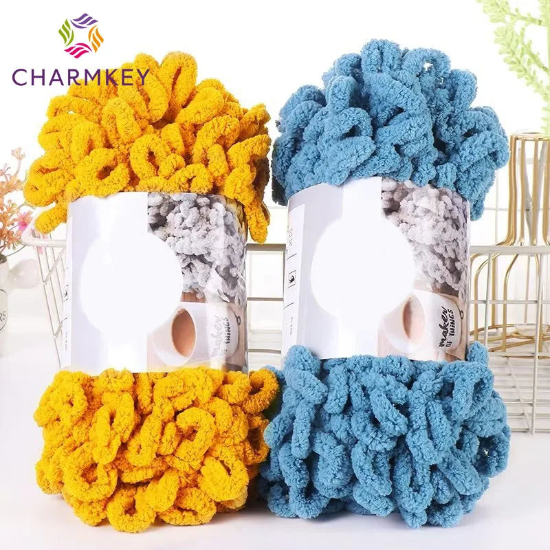 Wholesale 100% Polyester Chenille Chunky Yarn Finger Loop Yarn for Hand Knitting