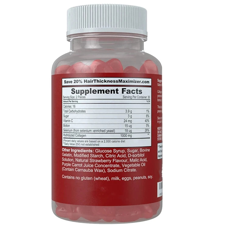 Hot Selling Beauty Supplement Hair Skin Nails With And Gummies In Plastic Pouchpouch Biotin Vitamin C Collagen Gummy