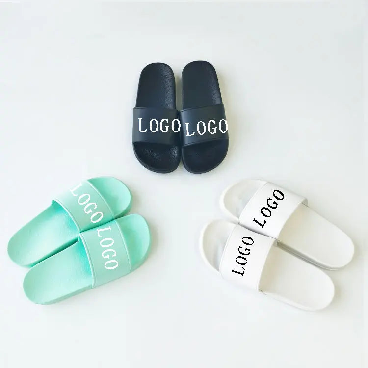 Fashion Outdoor Sports Print Logo Custom Slides Black Indoor Home Bathroom Slipper Unisex PVC Fashion Hot Slippers Manufacturers