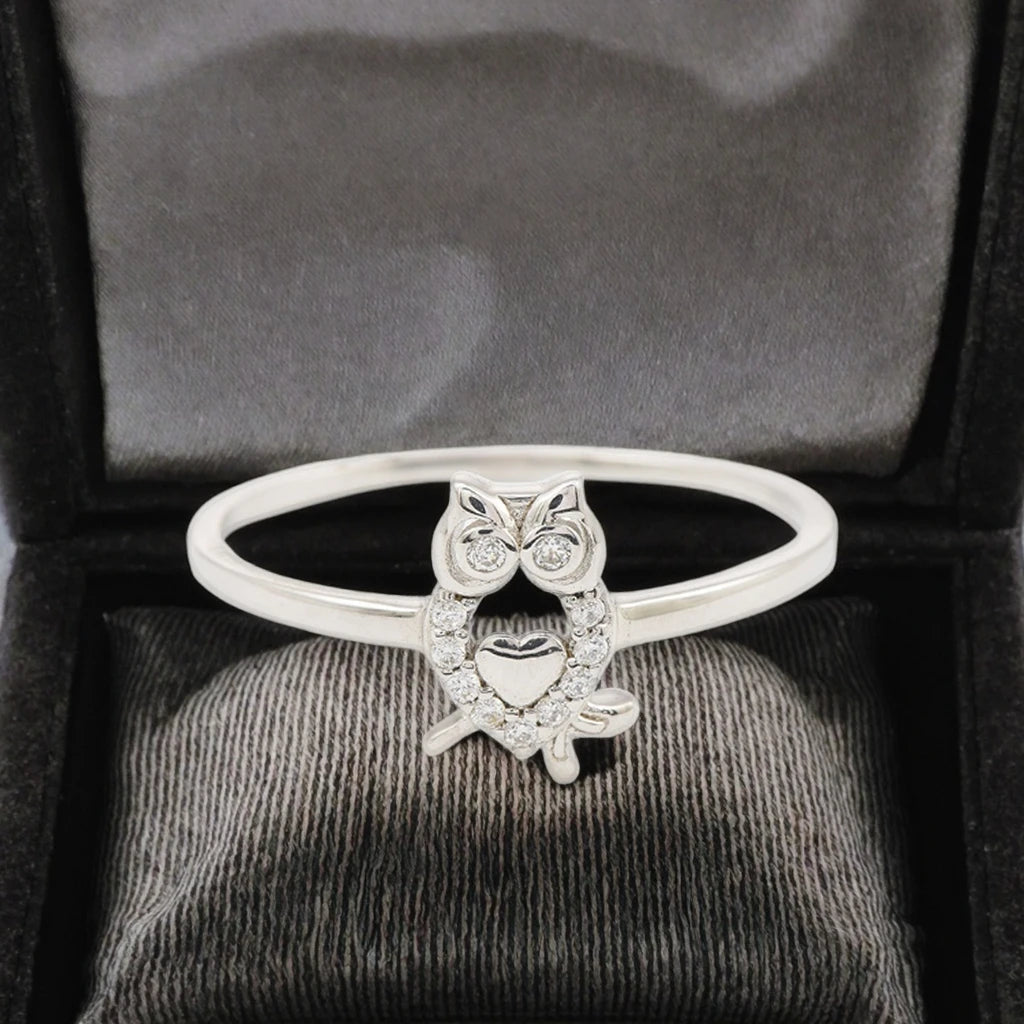 Wholesale Fashion Adjustable Cute Owl Ring Sterling Silver 925 Rings Animal Shaped Ring