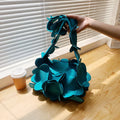 Fashion Korean Petal Underarm Bag 3D Flower PU Leather Armpit Purse Shoulder Bags Women Solid Color Fabric Hobos Crossbody Bag