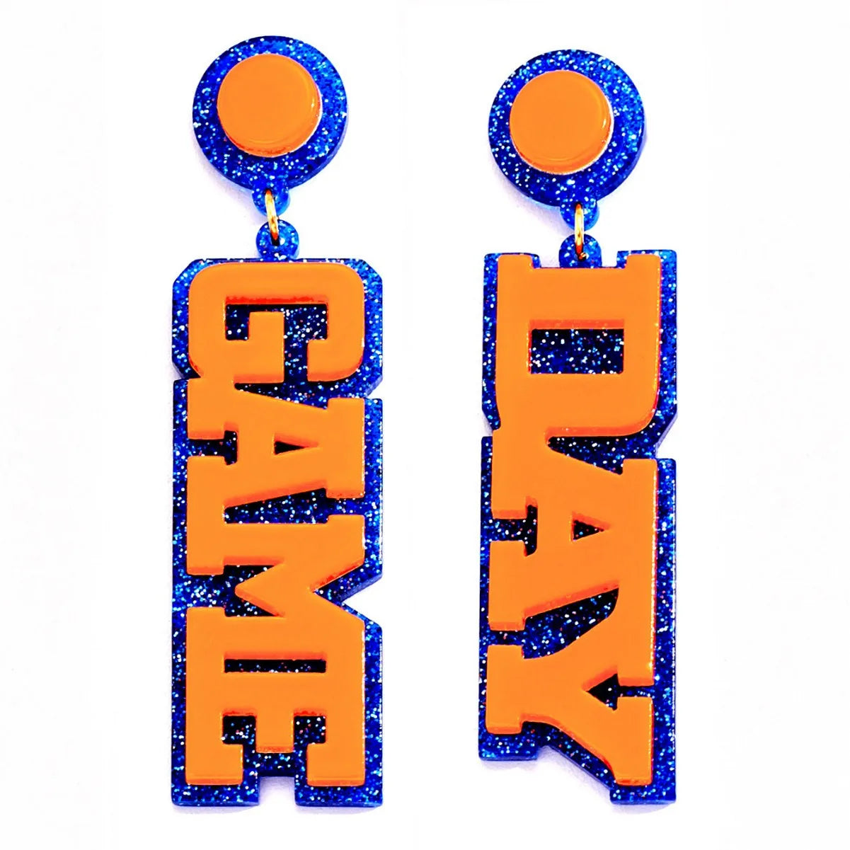 Fashion Jewelry Shiny Glitter Acrylic Acetate Earrings GAME DAY American Football Sports Earrings