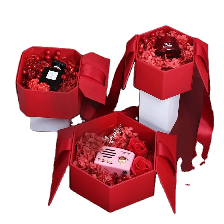 Goddess Festival Gift Mother's Day Birthday Gift Box Octagonal pink Packaging with Hand Premium Sense in Stock