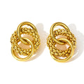 Personalized New Fashion Latest Design Luxury Punk Stainless Steel 18K Gold Plated Twist Big Geometric Double Hoop Trendy Stud