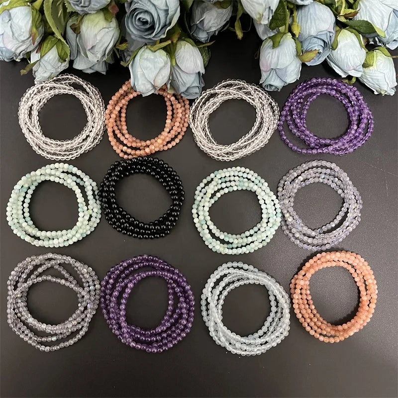 6mm Crystal Bead Natural Healing Stone Clear Quartz Sunstone Bracelet for Healing