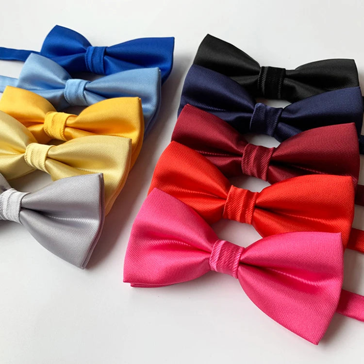 Bow Ties for Men Handmade Casual Party Self Tie Bowties Solid Noeud Papillon Slim Wedding Kids Bow Tie With Box
