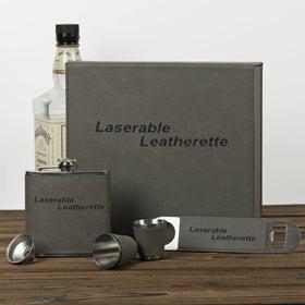 New 7 Oz Alcohol Container Wine Liquor Hip Flask Set With Funnel Cups Opener Laserable Leatherette Whiskey Hip Flask Gift Set