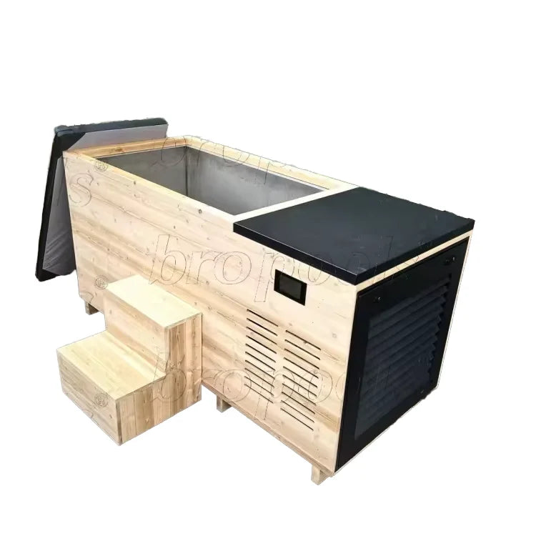 Modern Cedar Wood Ice Bath Spa Tub with Chiller Ultimate Body Recovery Outdoor Pool Cold Plunge Therapy