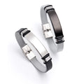 Customized Stainless Steel ID Bar Braided Waterproof Bangle Silicone Bracelet Custom Sport