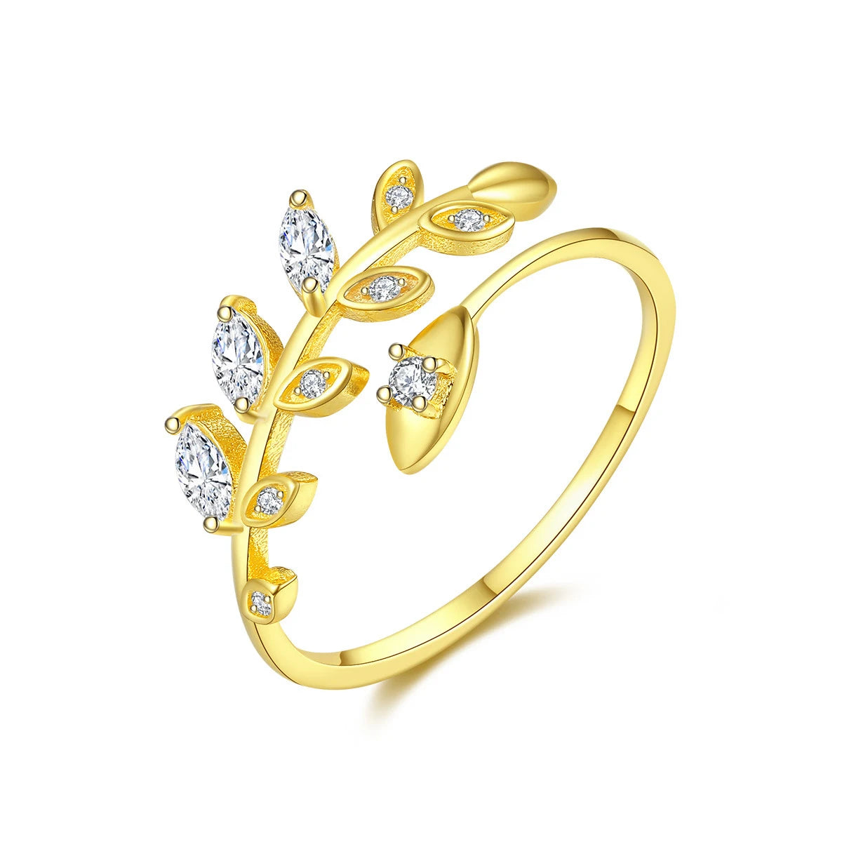 Jewelry Supplier Open Ring 925 Silver Olive Branch Leaf Adjustable Engagement Ring Sterling Silver Ring Jewelry