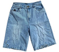 Men Summer Short Street Wear Vintage Hip Hop Embossed Logo 3/4 Length Pant Bermuda Denim Shorts