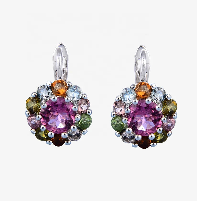 Abiding Jewelry Natural Tourmaline Earrings Sterling 925 Silver Fashion Earring Custom Logo Jewelry for Party