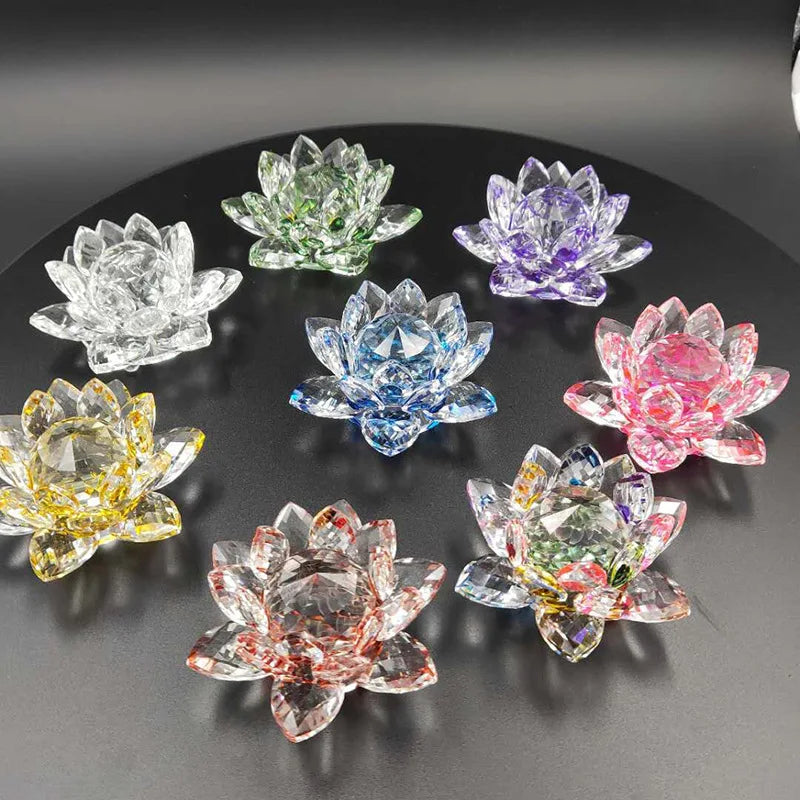 Assorted Colors Glass Crystal Lotus Flower MH-H0140