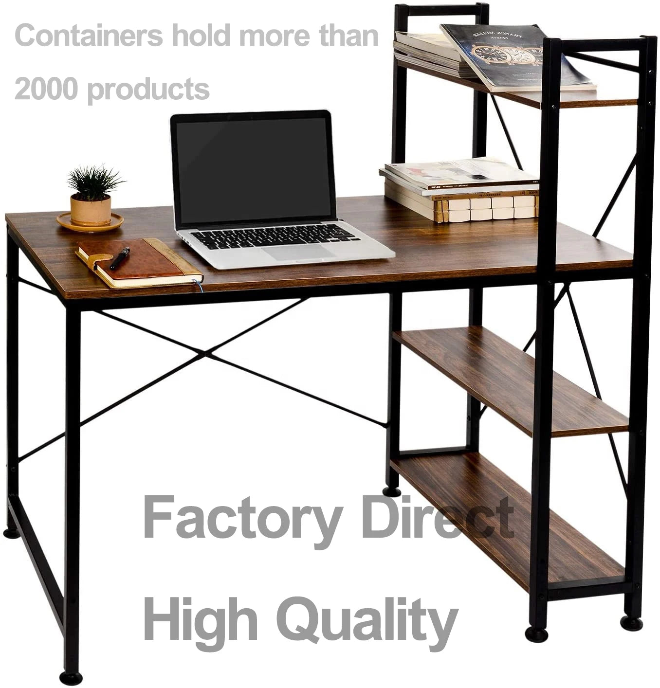 Factory Wholesale Wood Computer Desk with Storage Design Adjustable Height No-Assembly Folding Gaming Desk