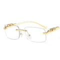 Famous Brand Women Leopard Head Sun Glasses 2021metal Leopard Decoration Shades Rimless square Men Gafas Sunglasses for Men Male