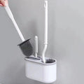 Fancy Silicone Brush Head Toilet Brush Wallmounted Auto Holder with Suction Cup
