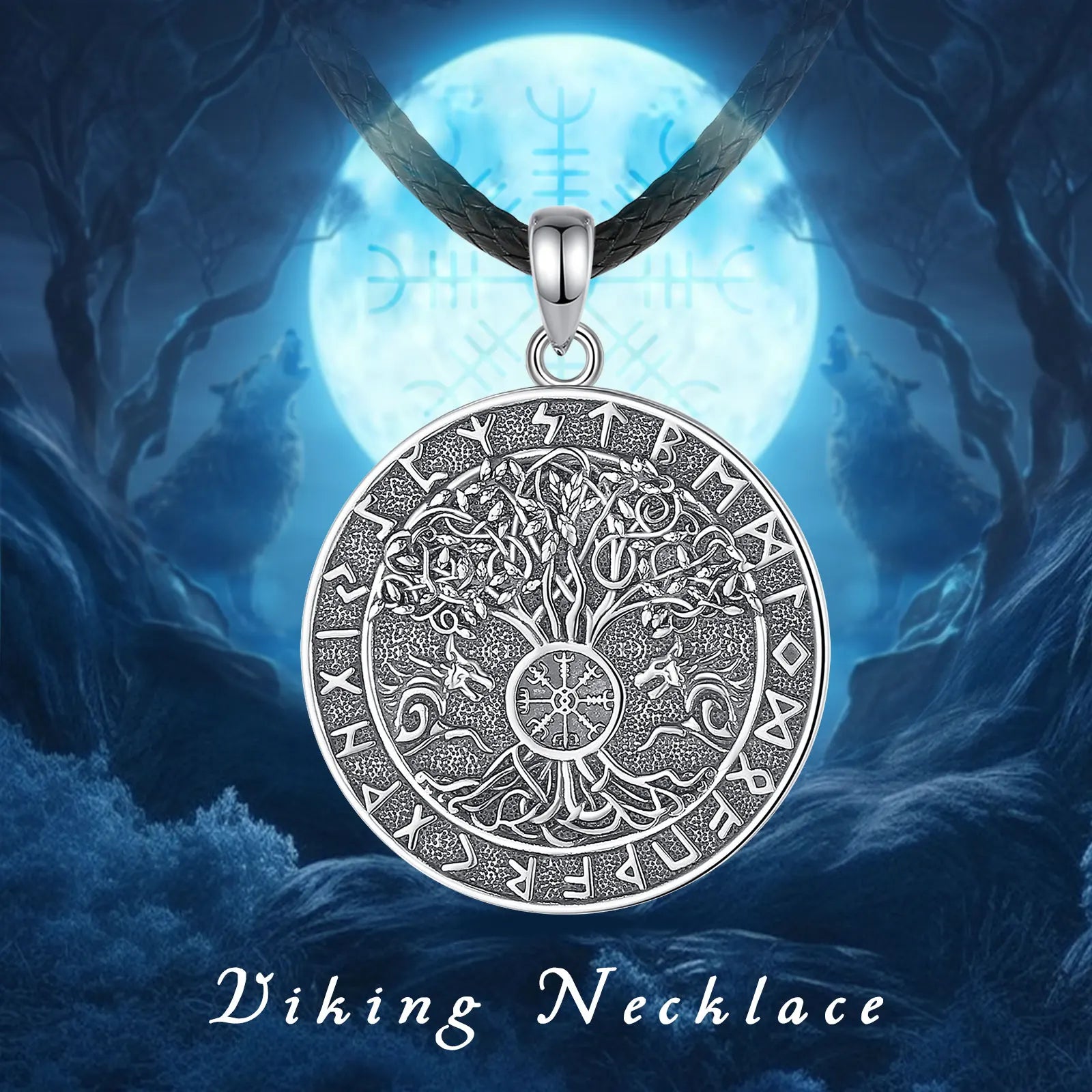 Merryshine 925 Sterling Silver Man Viking Norse Tree of Life Yggdrasil Jewelry Pendant Necklace for Women