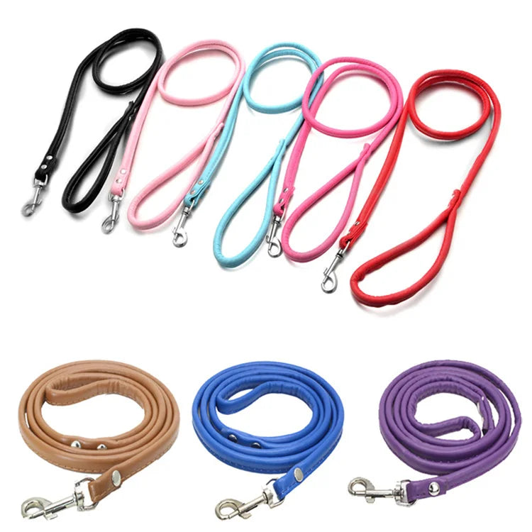 Fashion Multi-color Pet Dog Leash PU Leather Round Rope Small Dog Dogleashes Pet Supplies
