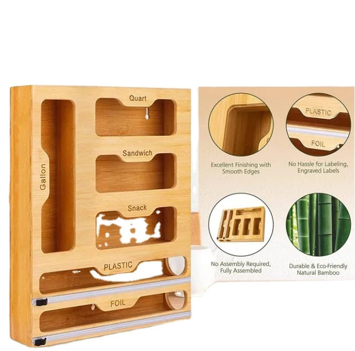 Bamboo Plastic Bag Storage Case Wood Plastic Film Cutting Box Wood Garbage Bag Clean Storage Box New Wooden Box