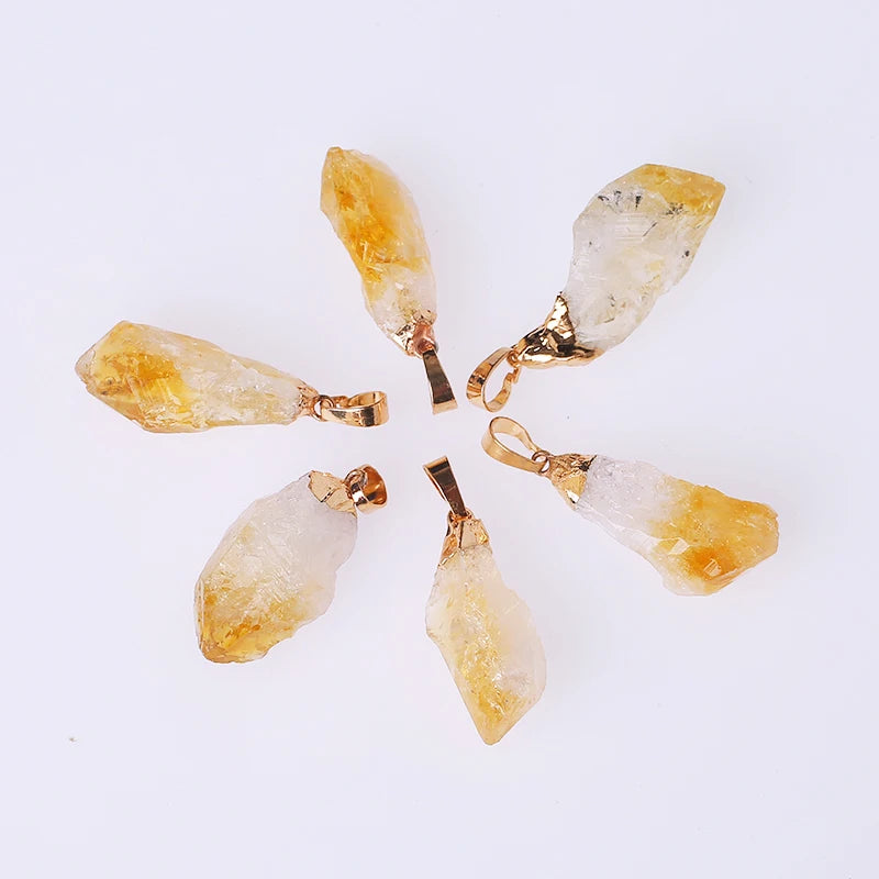 Wholesale Natural Brazil Citrine Pendant Gemstone Raw Crystal Stone Pendant Crystal Jewelry for Gifts