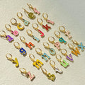 Dainty Singoli Multi-color Letter Earring Buckles with Initial Letter Enamel Earrings Jewelry Women Best Gift