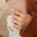 Customized French Style Hot Selling Open Geometric Couple Rings Trendy Simple Stainless Steel 18K New Rings for Women