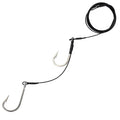 1/0-13/0# Black Cable Leader Rigged Twin Stainless Steel 7691SS Hook Trace Wire for Shark Tuna Fishing