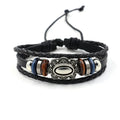Vintage Hand Ornament Adjustable Handmade Multi-layer Beaded Cowhide Leather Charm Bracelet for Men