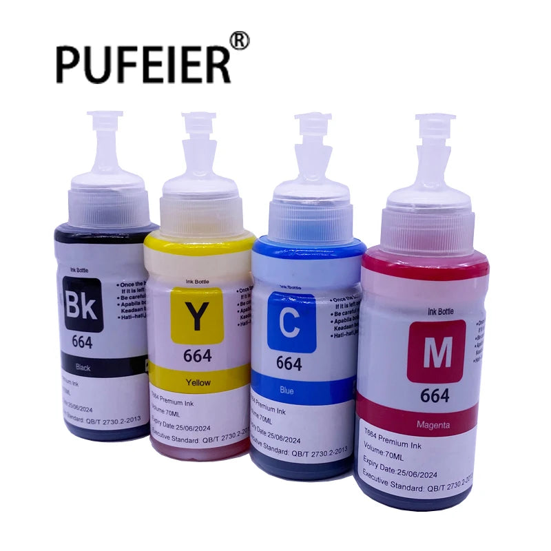 70ML 664 Refill Dye Ink for Epson L550 L555 L310 L365 L565 L395 L380 L375 L455 L655 L605 L486 L386 L382 L1455 Inkjet Printer Ink