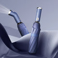 Double Ribs 10K Rotatable Lighting Fully Automatic LED Umbrella with Flashlight and Leather Sheath for Night Travel