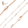 3mm FJ Fallon Fashion Jewelry Oval Beads Round Curb Cable Link Chain Plated in Rose Gold Brass Based Split