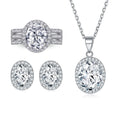 Jewelry Set 925 Sterling Silver Women Oval Shaped Non Tarnish Zirconia Jewelry Sets
