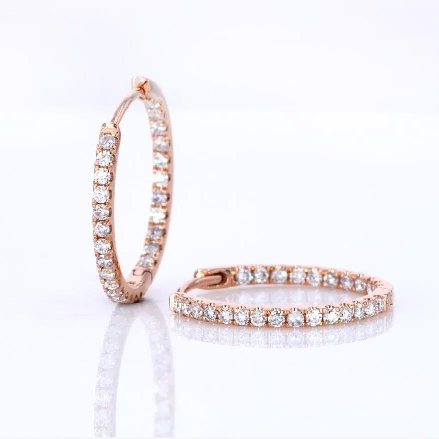 Starsgem Fashion Lab Diamond Earring 18K Gold Circle Hoop Earrings for Women Vintage Full Diamond Jewelry Gift Earrings