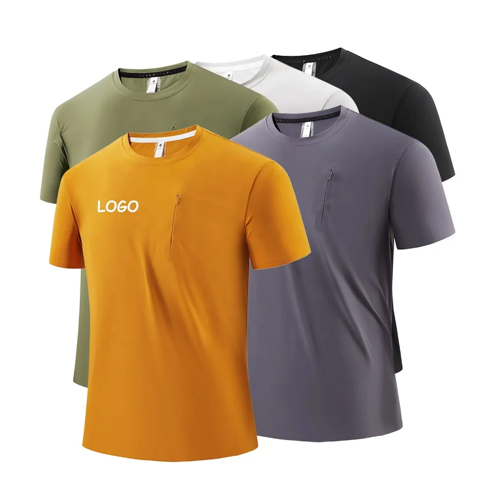 Custom Nylon Sport T-shirt Men Short Sleeve T Shirt Training Running Shirts Wholesale Outdoor Clothing Men's Sportswear