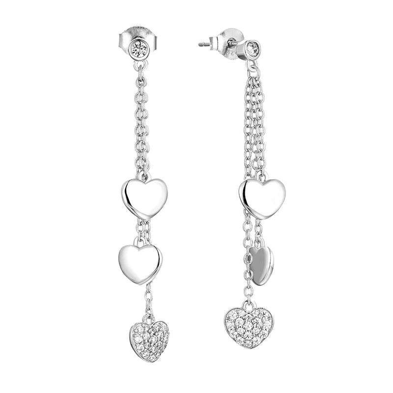 New Arrival Classic Custom Shell Hearts Bow Gold Plated Zircon 925 Sterling Silver Drop Earrings for Women-Wedding Party Gift