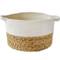Straw Woven Cotton Woven Handle Storage Basket Clothing Toy Table Top Storage Basket