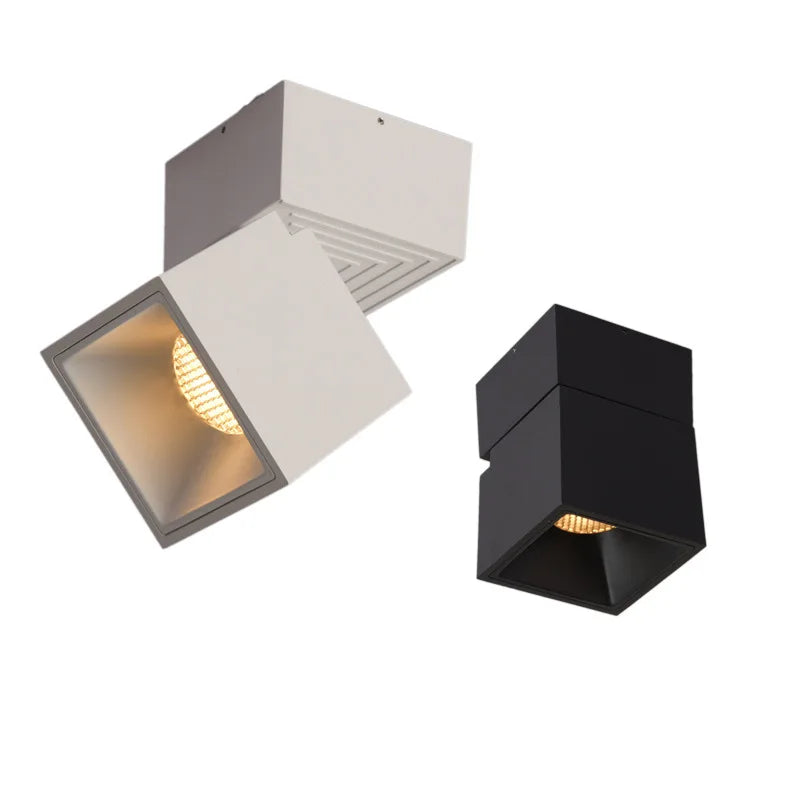 Anti-glare Adjustable 360 Degree Aluminum LED Spot Light Ceiling Surface Mounted Folding Square LED Downlight