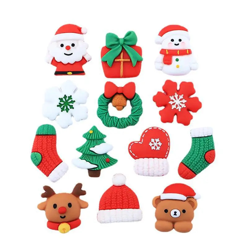 Cute Xmas Gift Box Decorative Santa Claus Hat Snowman Flat Back Resin Embellishment