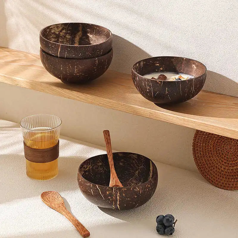 OEM Premium Wood Bowl Set of 3 Modern Minimalist Design for Yogurt Sweet Sugar Water Fruit Salad Oatmeal & Milkshake