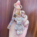 Cute Rhinestone Bear Keychain Bling Glitter Car Violent Bear Key Chain Accessories 3D Violent Crystal Teddy Bear Keychains