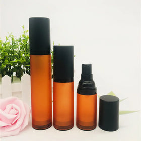 15ml 30ml 50ml Luxury Frosted Custom Amber Matte Lotion Airless Pump Bottle Amber Vacuum Bottle for Cosmetic Skin Care Packaging