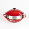Cast Iron Enamel Dutch Oven Wok with 32cm Diameter Eco-Friendly Gas & Induction Compatible Includes Steamer
