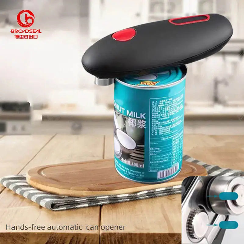 Modern Kitchen Gadgets Automatic Stainless Metal Electric Can Opener One Touch Black Jar Opener Hands-Free Style Contemporary
