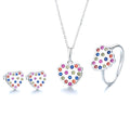 Fancy 925 Sterling Silver rainbow Charm Heart-shaped Fashion Jewelry Set