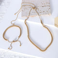 Ins Style Niche Jewelry Set Titanium Steel Pull Buckle Necklace Versatile Female Bracelet Collier Acier Inoxydable Bijoux