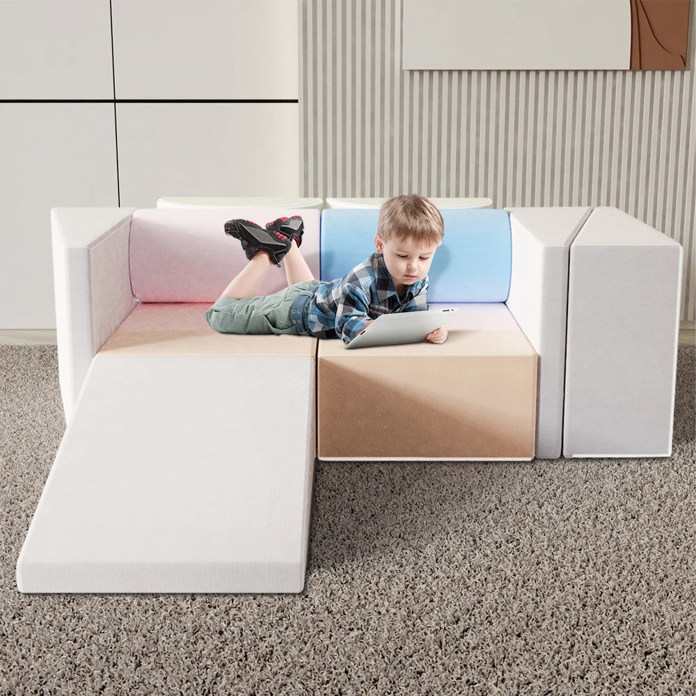 SAIEN Newly Promoted Washable Modular Foldable Soft Adjustable Hardness Foam Children Sofa Kids Play Room Couch